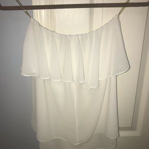 Alythea strapless white sheer strapless blouse
